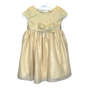 Gold Princess Faith Holiday Christmas Dress shimmer sparkle glitter formal 24M